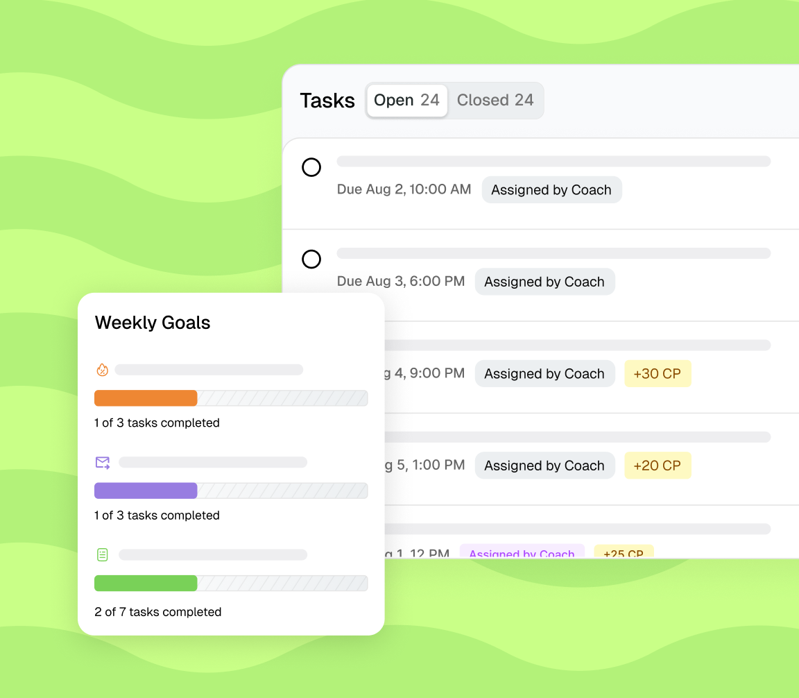 Personalized weekly career plan showing prioritized tasks and progress tracking