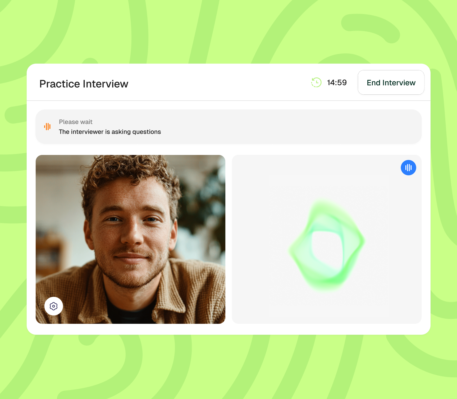 AI Mock Interview session with voice-based practice and feedback